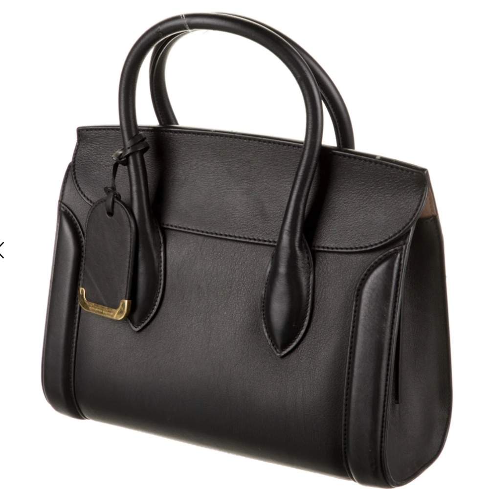 Alexander McQueen Black Leather Top Handle Bag w Gold-Tone Hardware